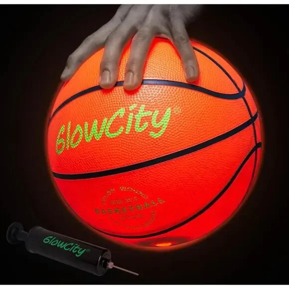 Glow in The Dark Basketball with Pump- Glowing Orange Basket Ball that Lights Up - Picture 1 of 4